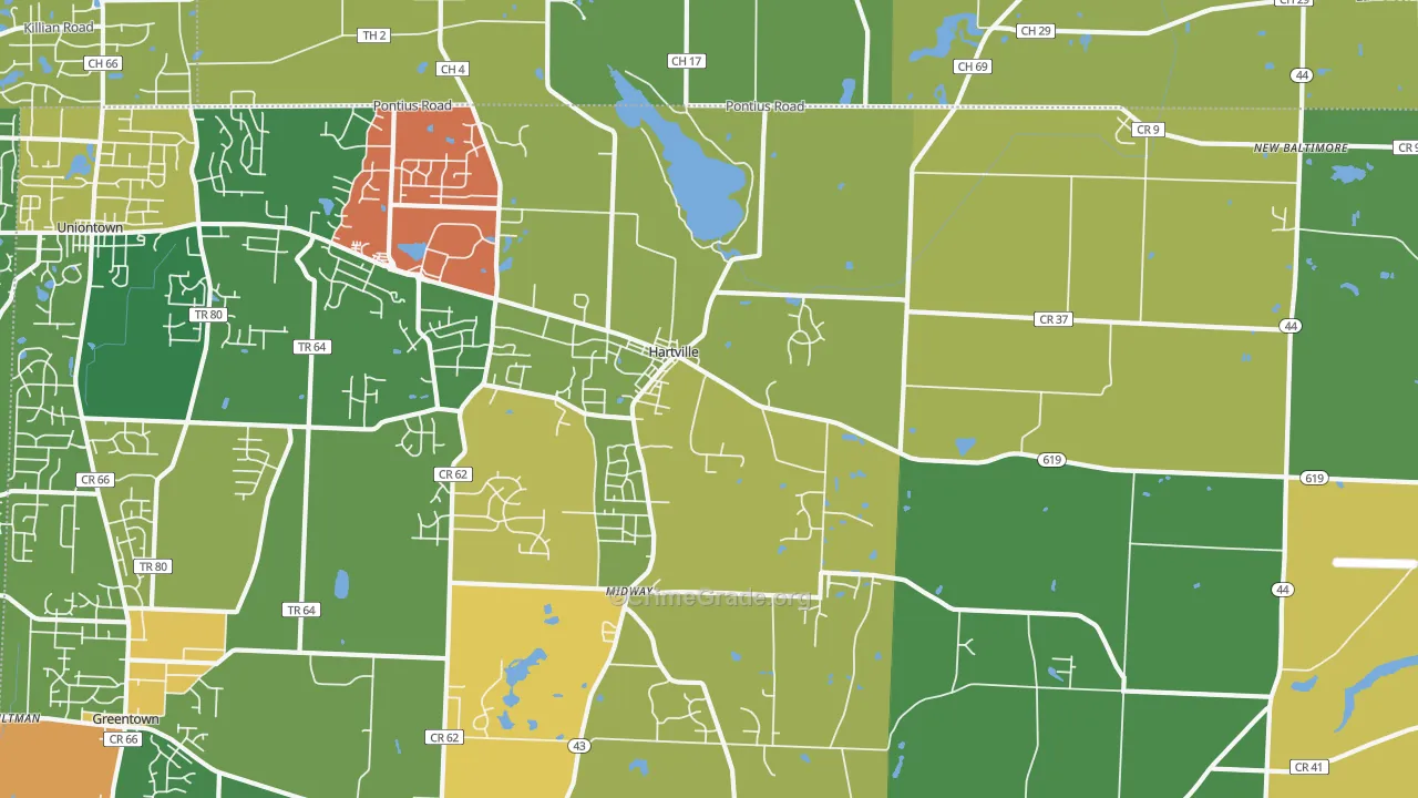 44632, OH Map of Theft Rates