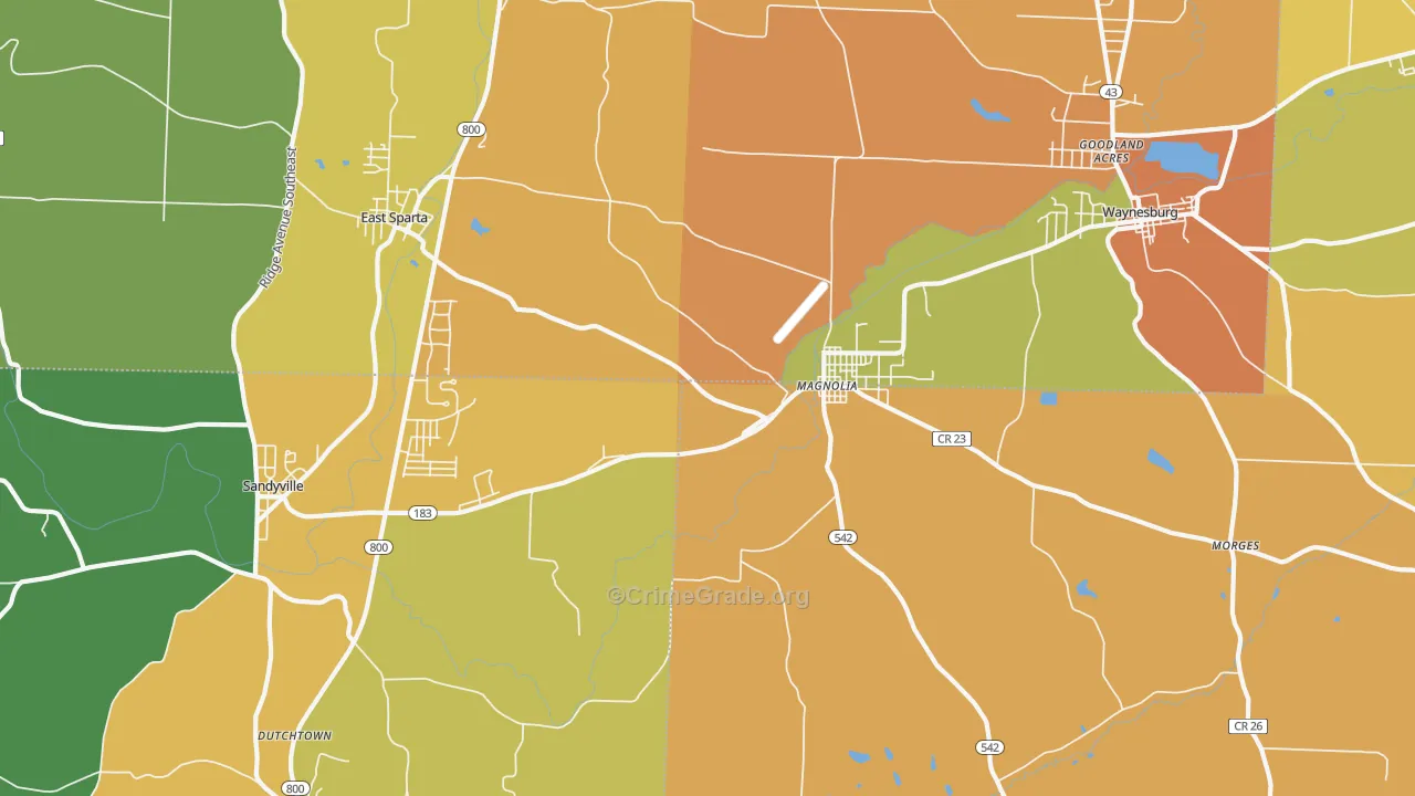 44643, OH Map of Theft Rates