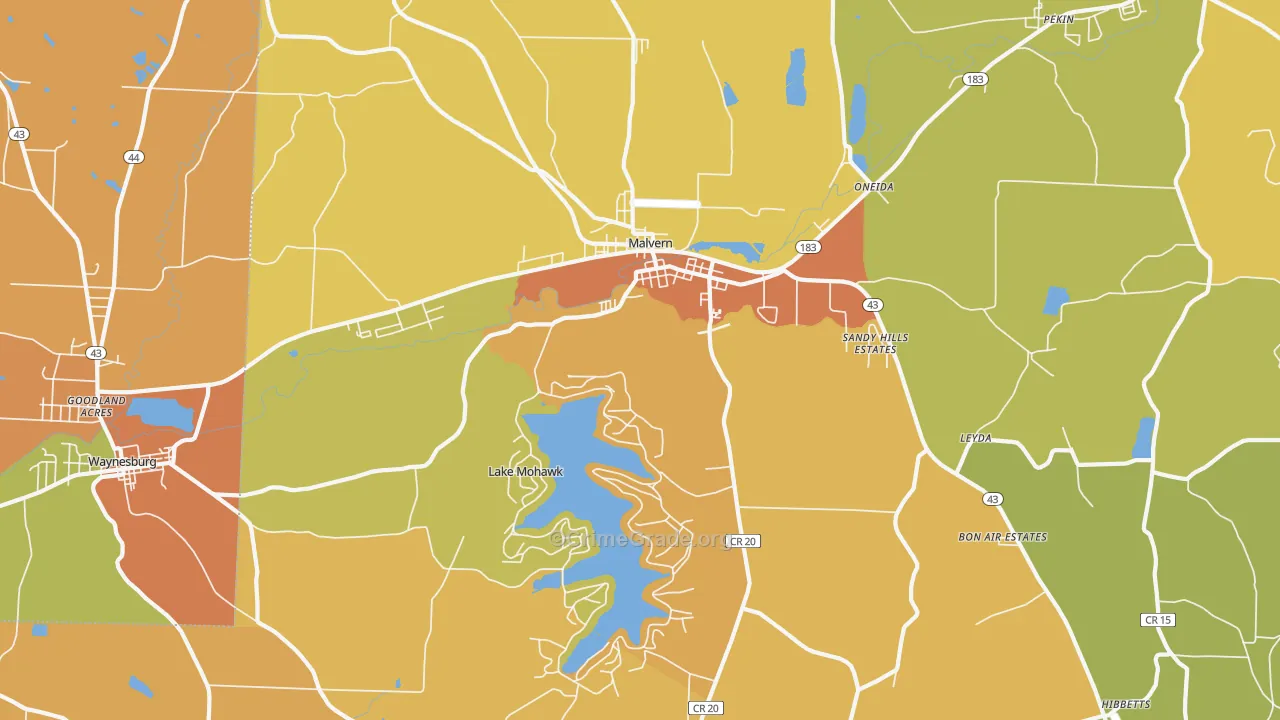 44644, OH Map of Theft Rates