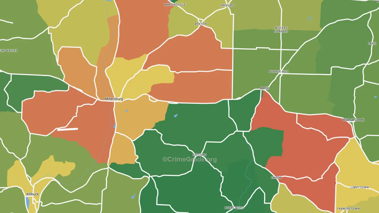 44654, OH Map of Theft Rates