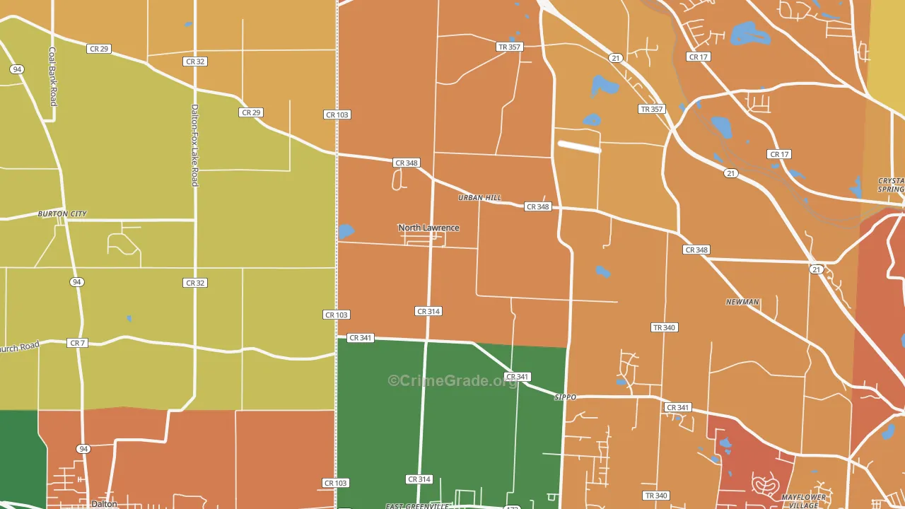 44666, OH Map of Theft Rates