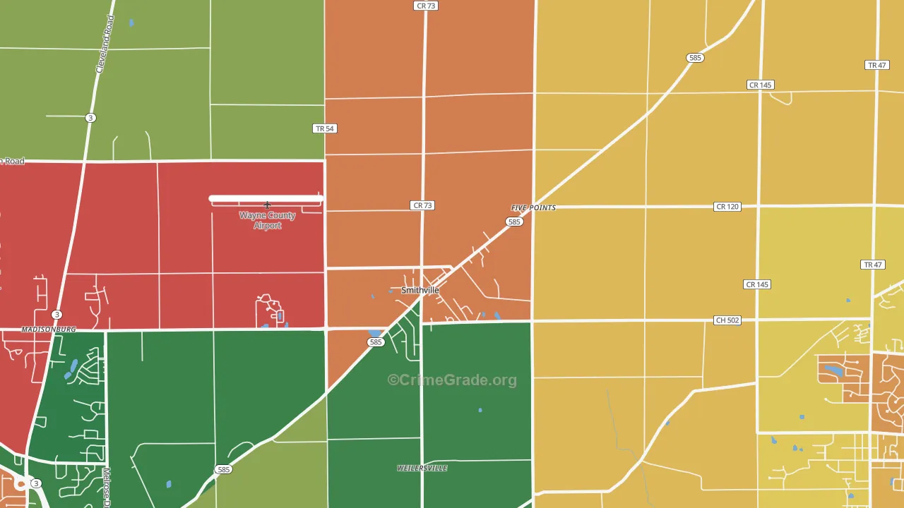 44677, OH Map of Theft Rates