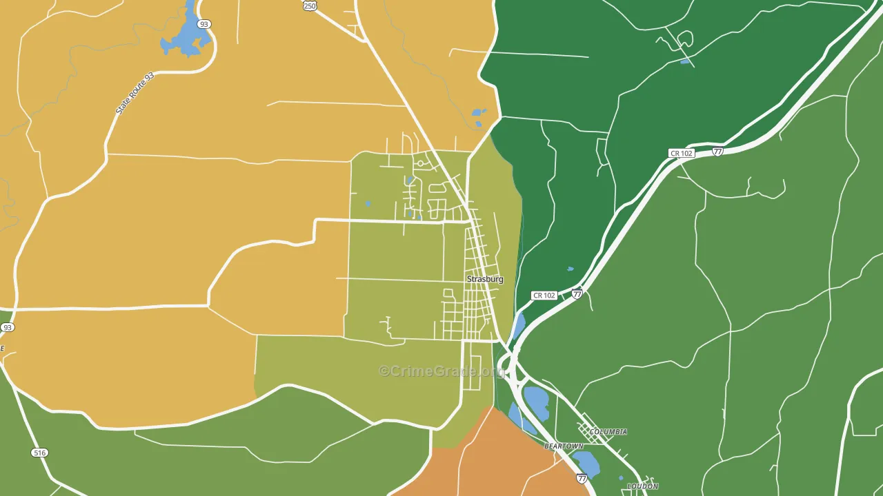 44680, OH Map of Theft Rates