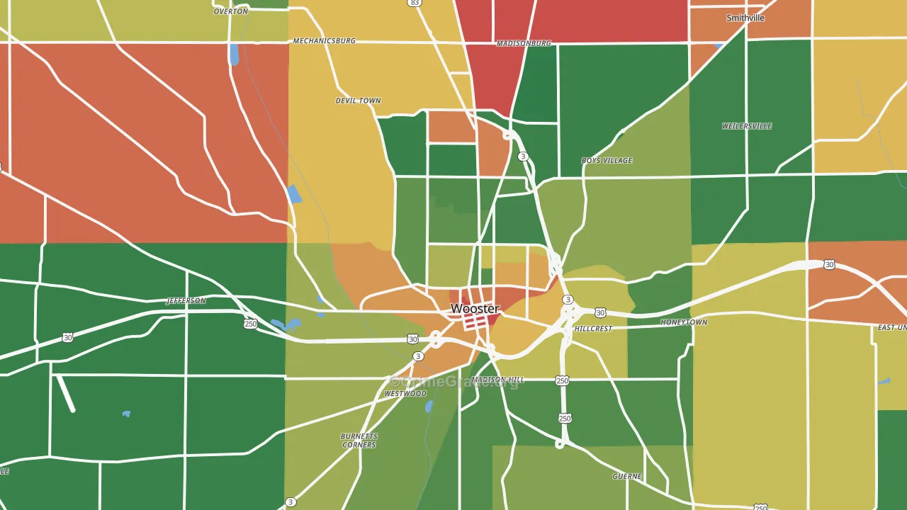 44691, OH Map of Theft Rates