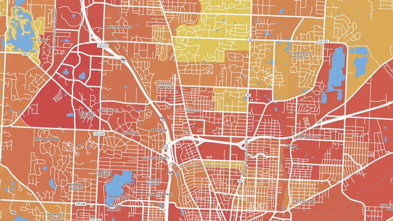 44709, OH Map of Theft Rates