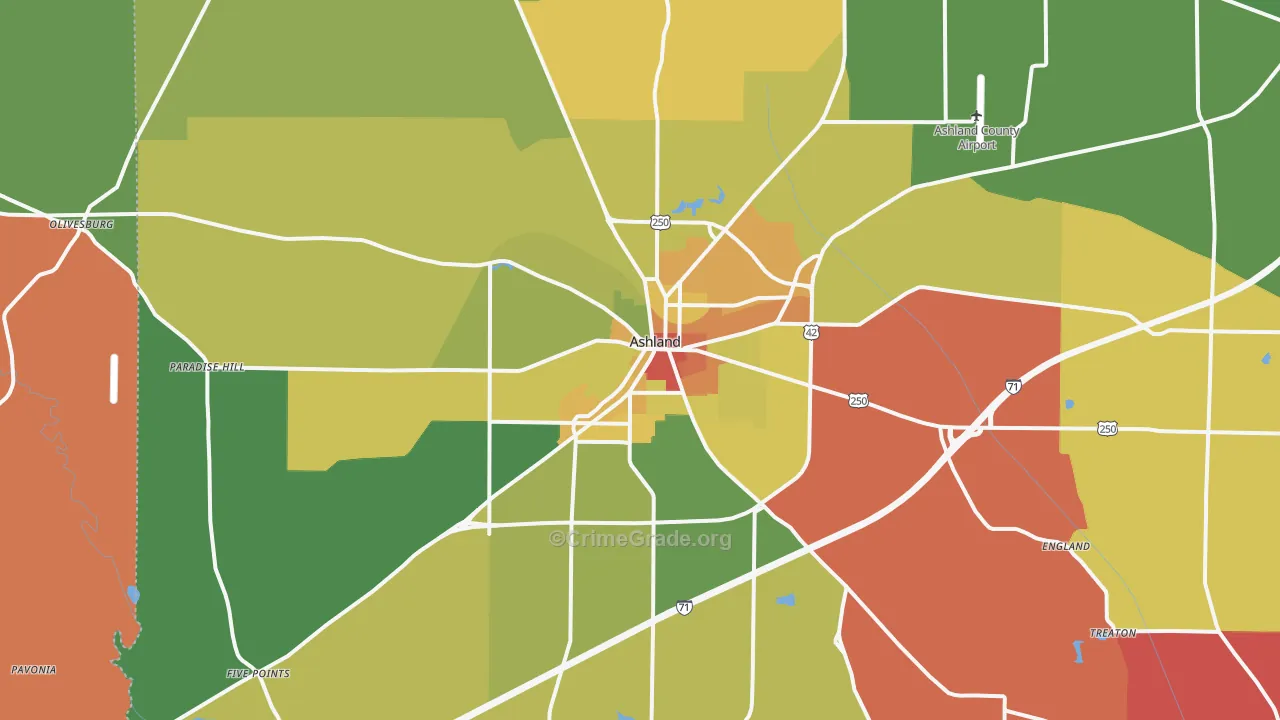 44805, OH Map of Theft Rates