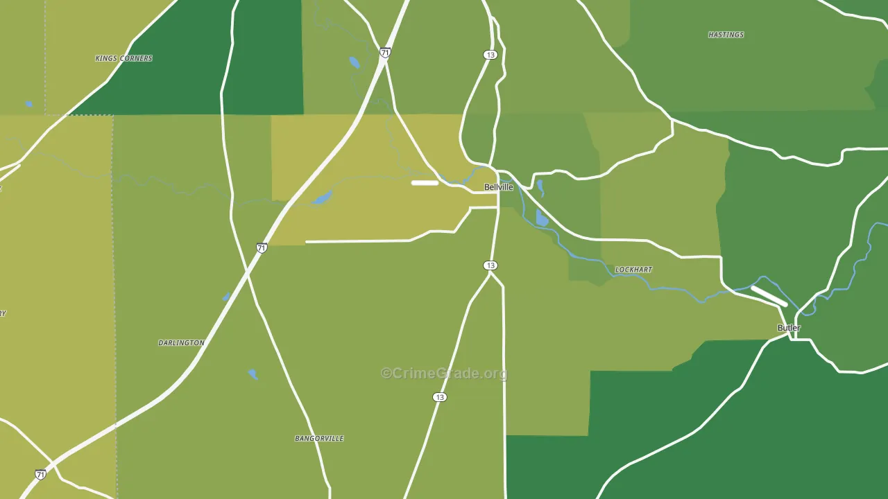 44813, OH Map of Theft Rates