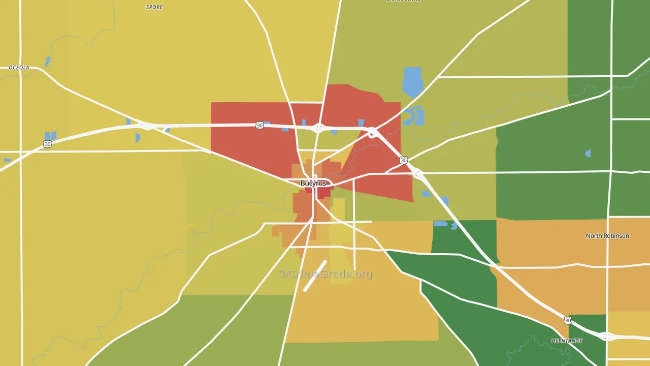 44820, OH Map of Theft Rates