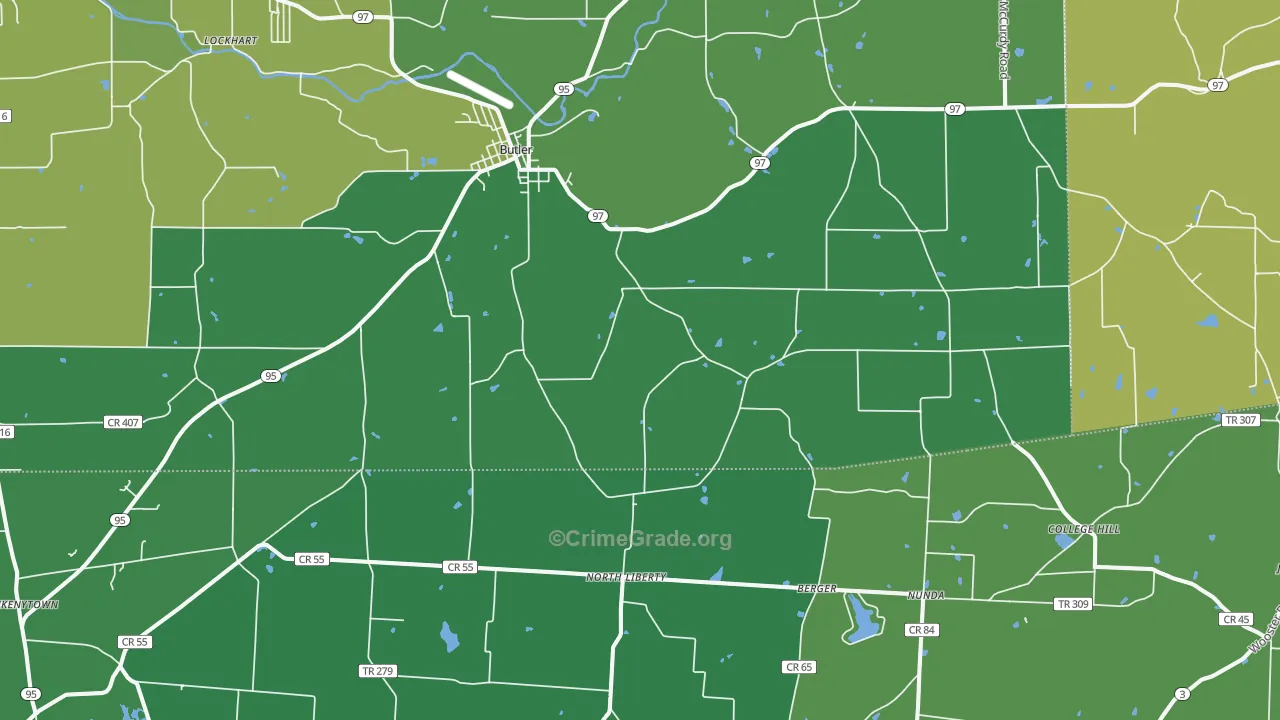 44822, OH Map of Theft Rates