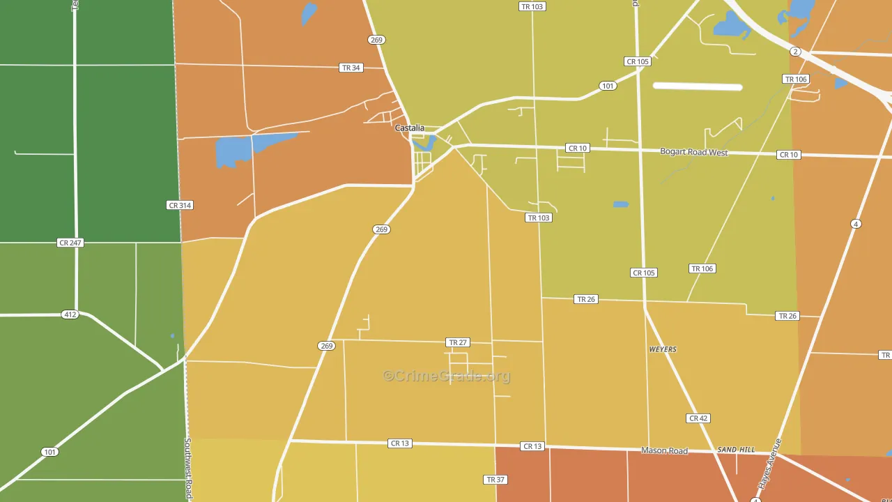 44824, OH Map of Theft Rates