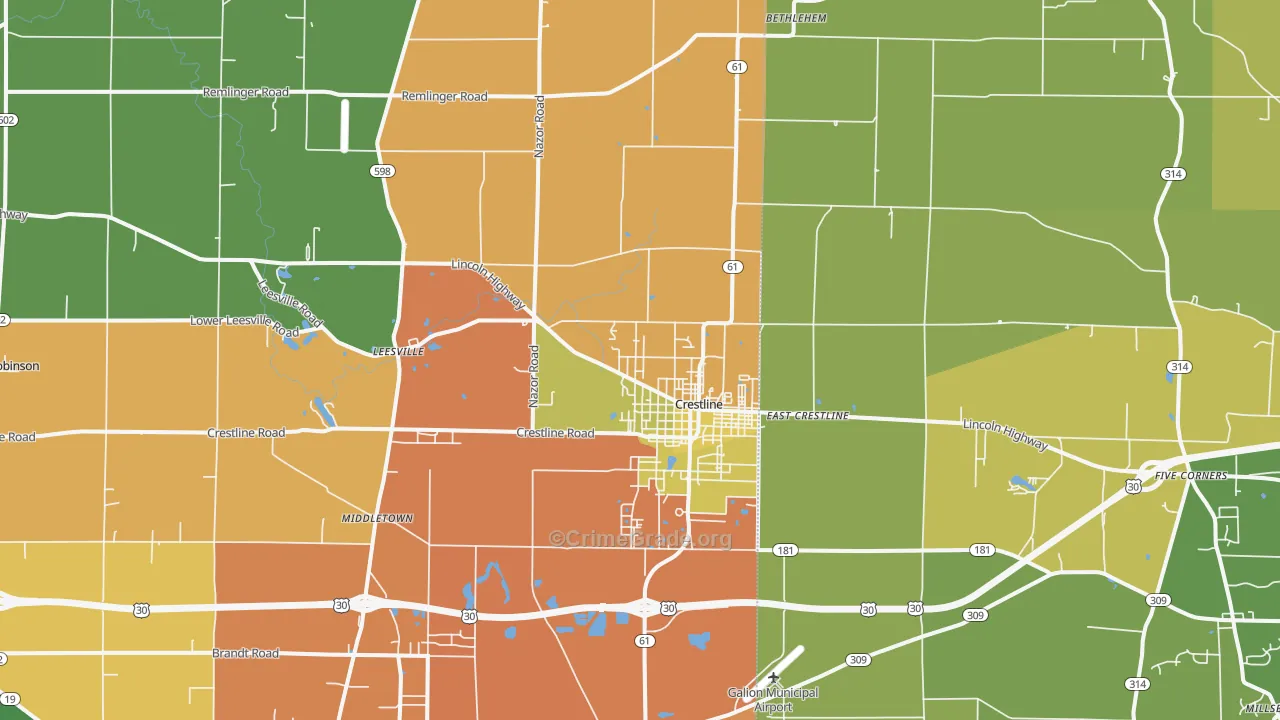 44827, OH Map of Theft Rates