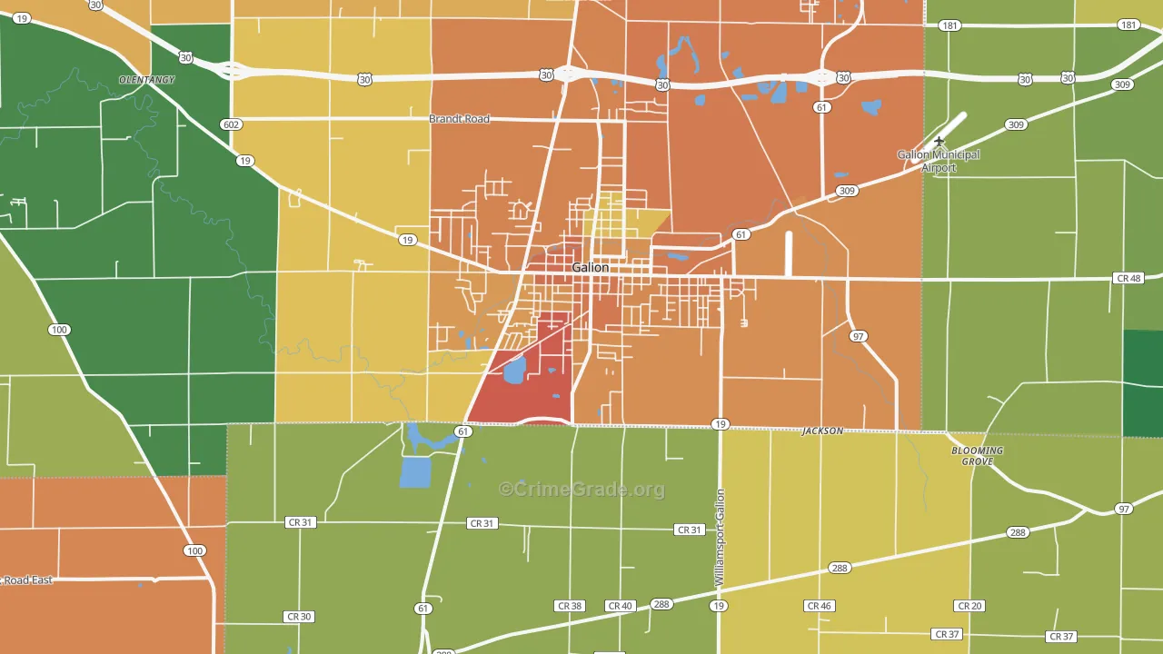 44833, OH Map of Theft Rates