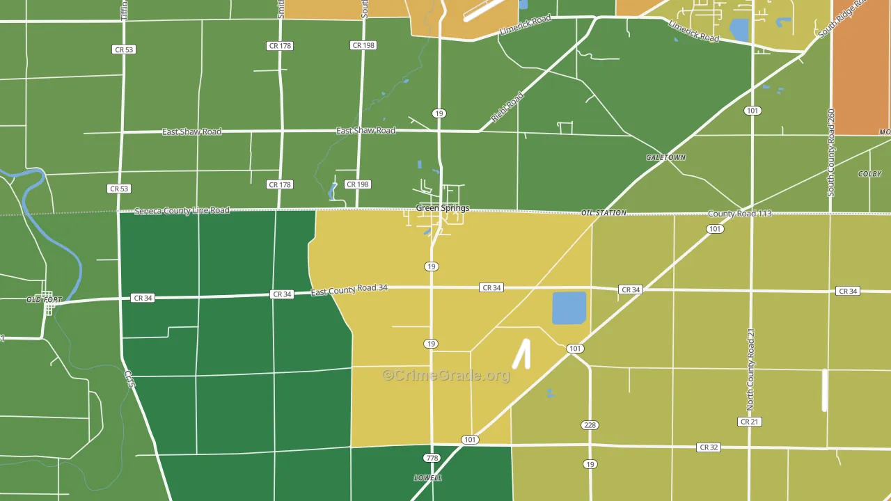 44836, OH Map of Theft Rates