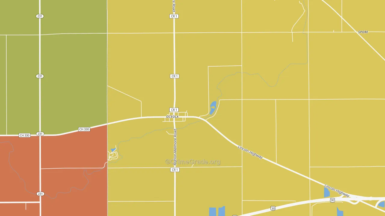44860, OH Map of Theft Rates