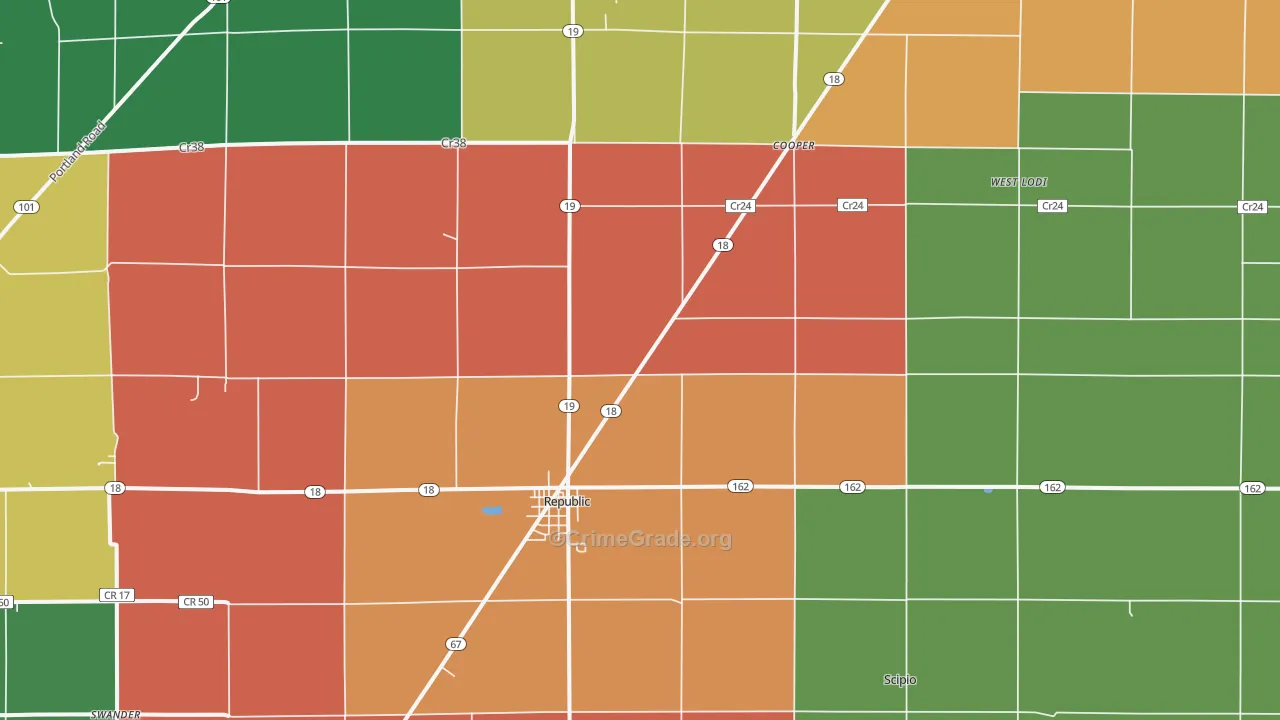 44867, OH Map of Theft Rates