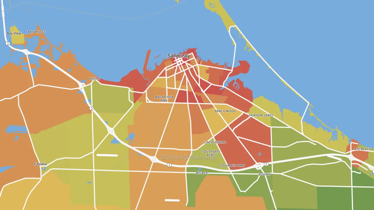 44870, OH Map of Theft Rates