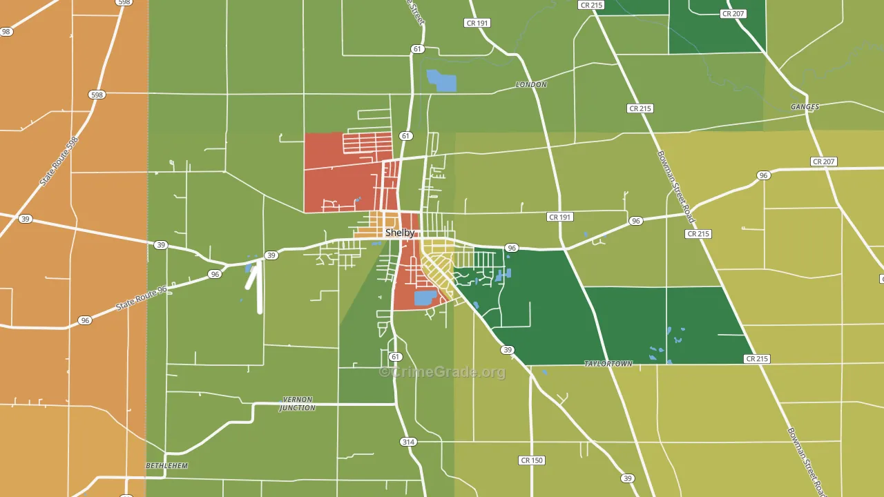44875, OH Map of Theft Rates