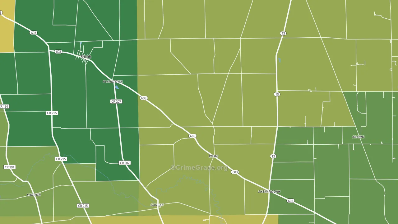 44878, OH Map of Theft Rates
