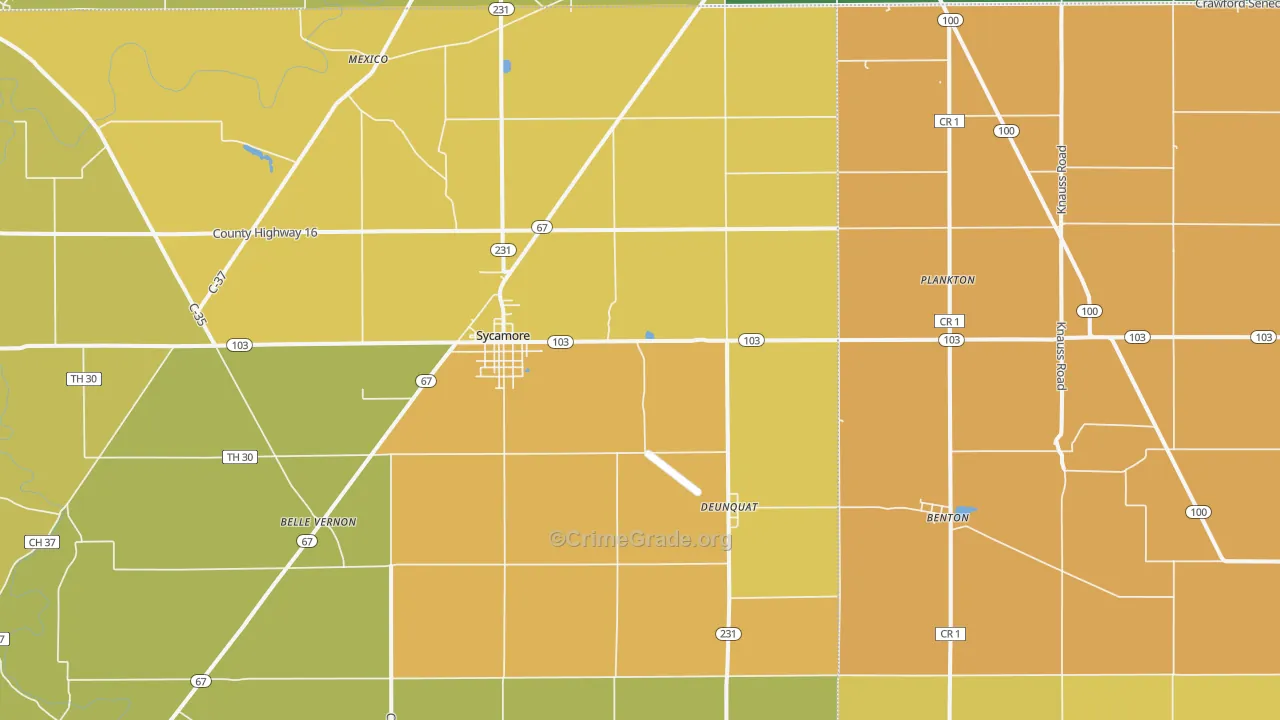 44882, OH Map of Theft Rates