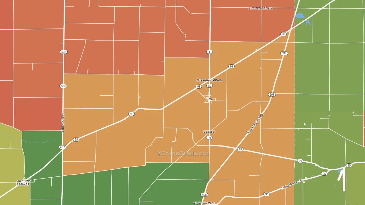 44887, OH Map of Theft Rates