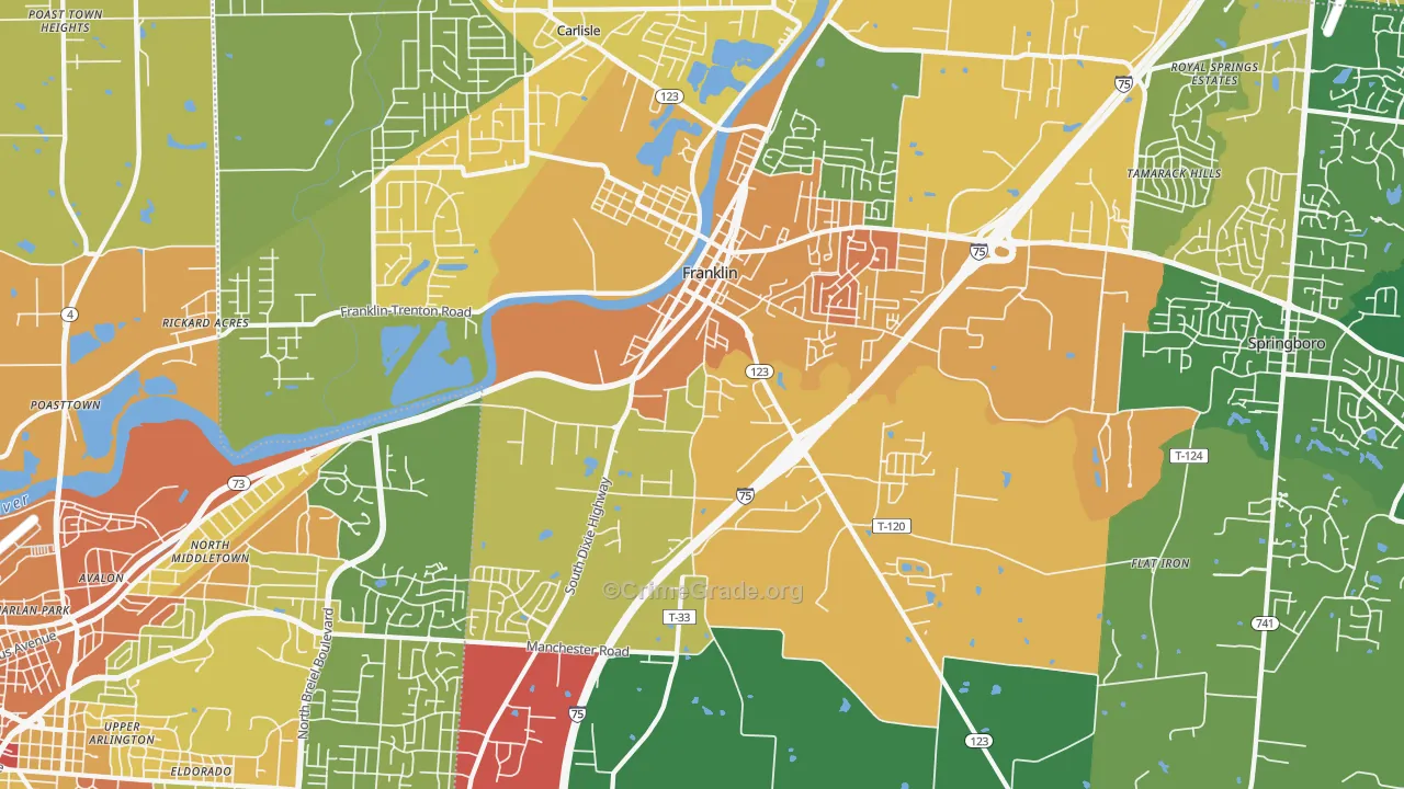 45005, OH Map of Theft Rates