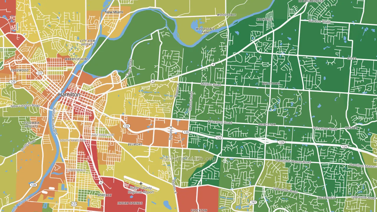 45011, OH Map of Theft Rates