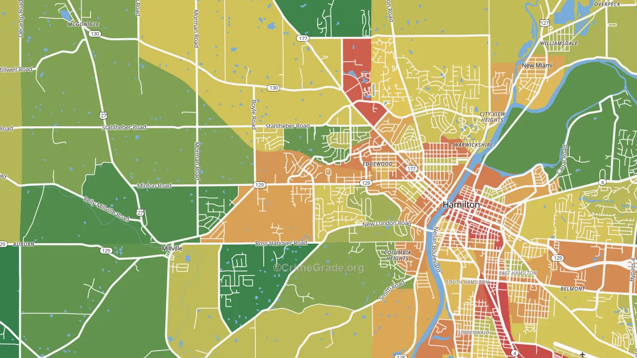 45013, OH Map of Theft Rates