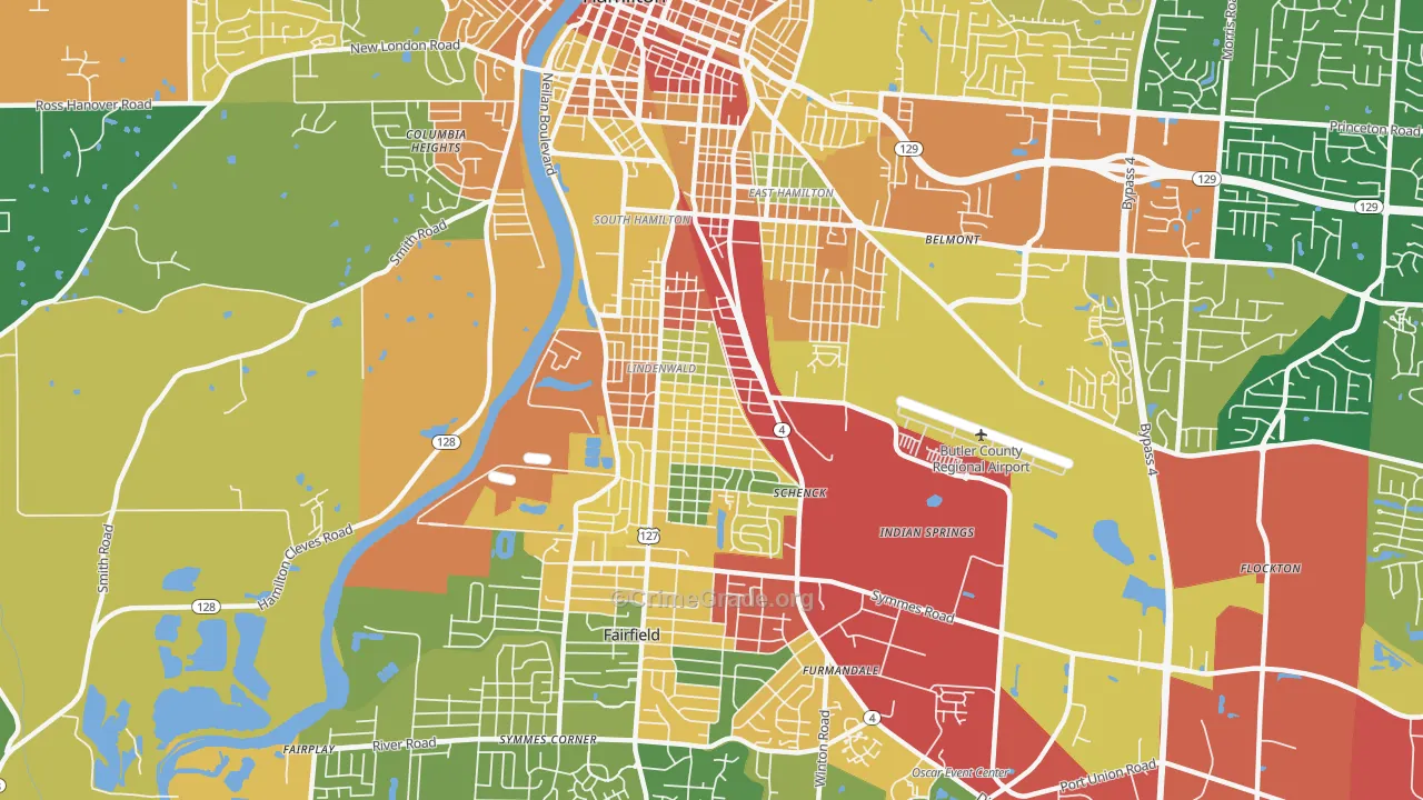 45015, OH Map of Theft Rates