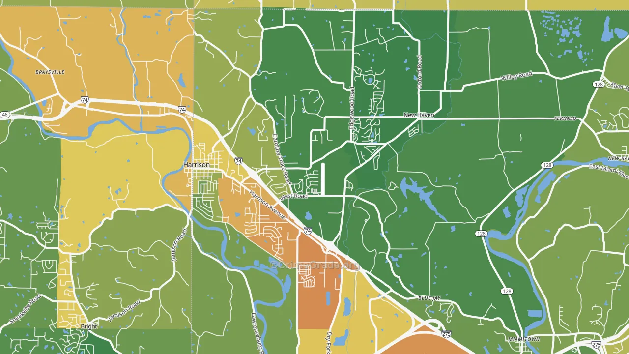 45030, OH Map of Theft Rates