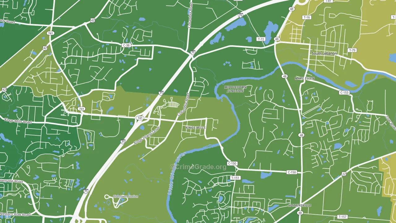 45034, OH Map of Theft Rates