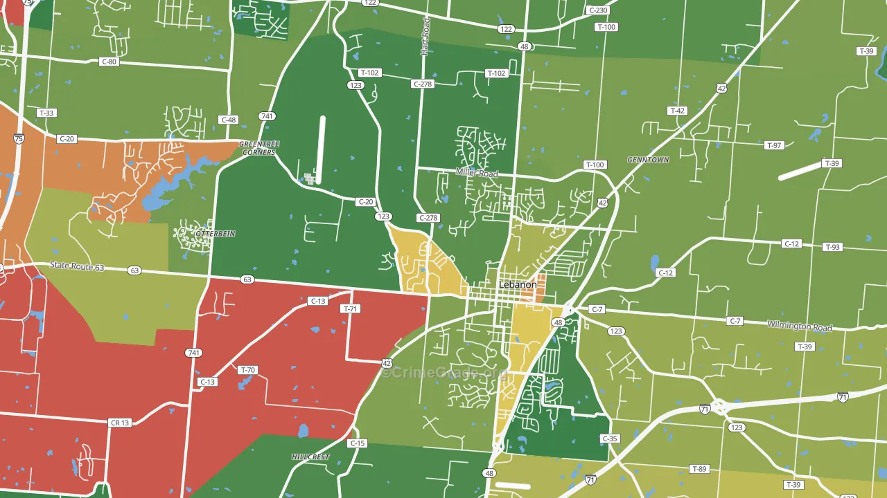 45036, OH Map of Theft Rates