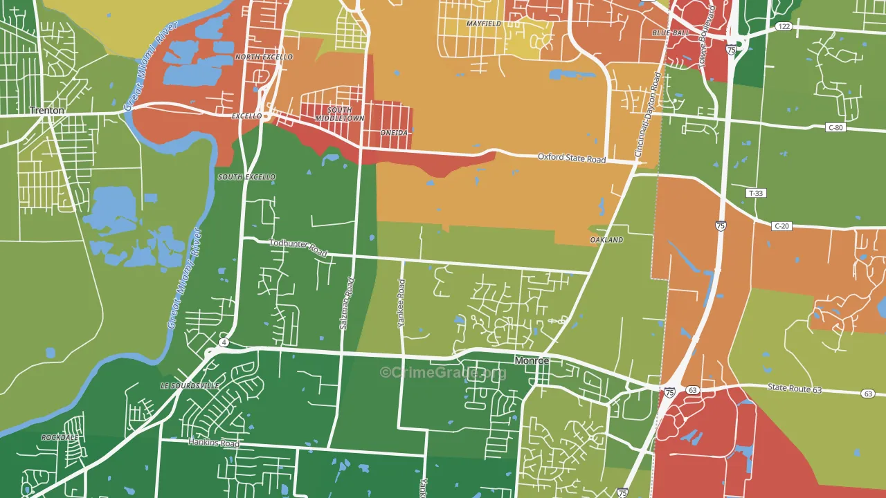 45044, OH Map of Theft Rates