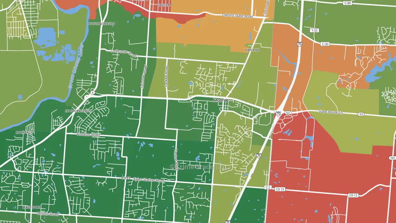 45050, OH Map of Theft Rates