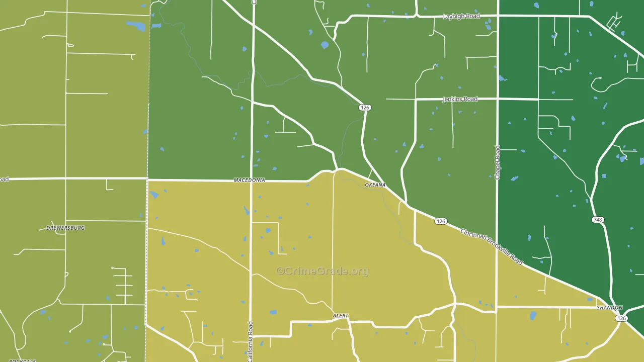 45053, OH Map of Theft Rates