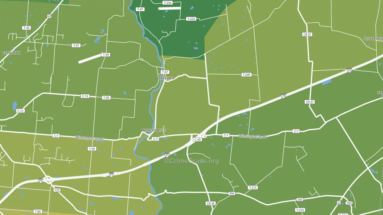 45054, OH Map of Theft Rates