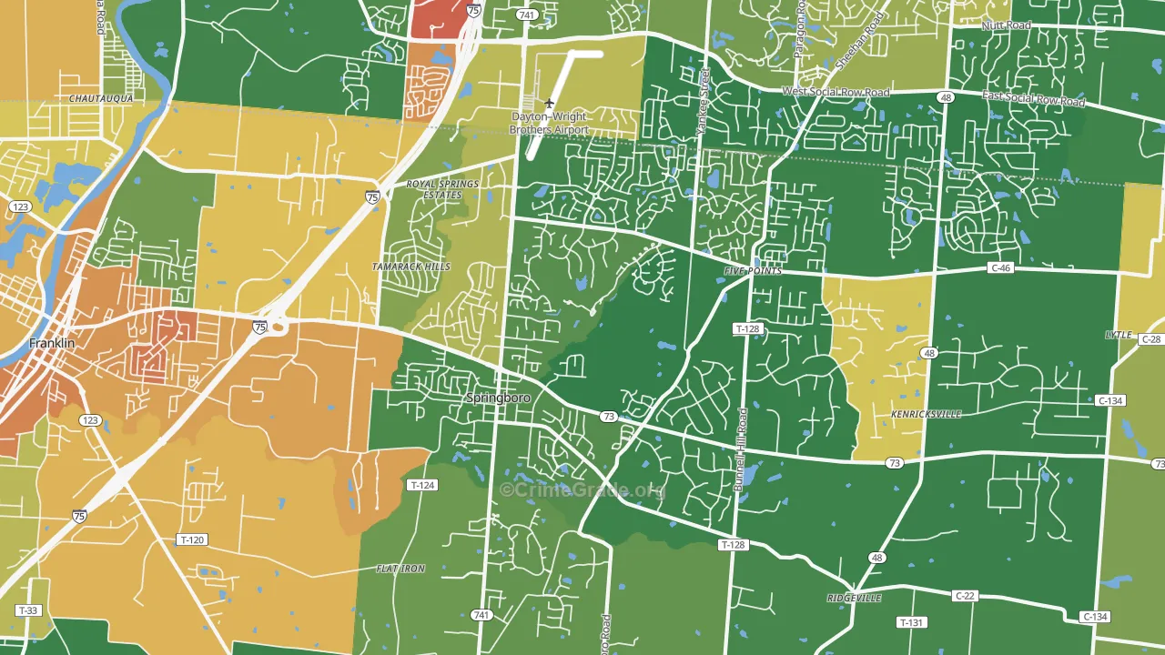 45066, OH Map of Theft Rates