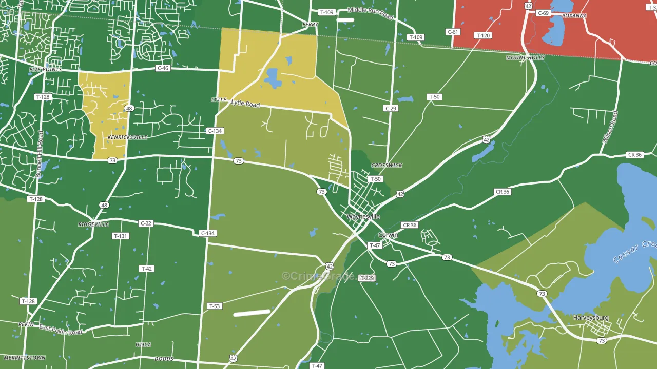45068, OH Map of Theft Rates