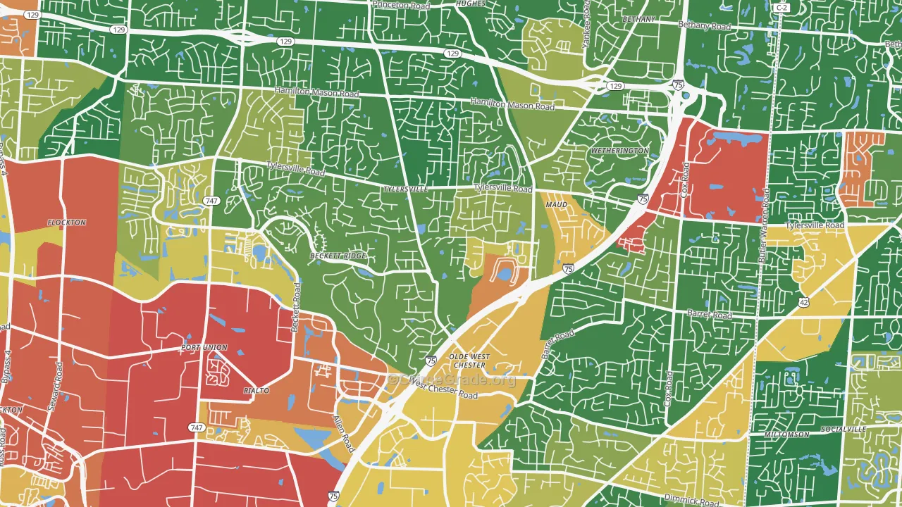 45069, OH Map of Theft Rates