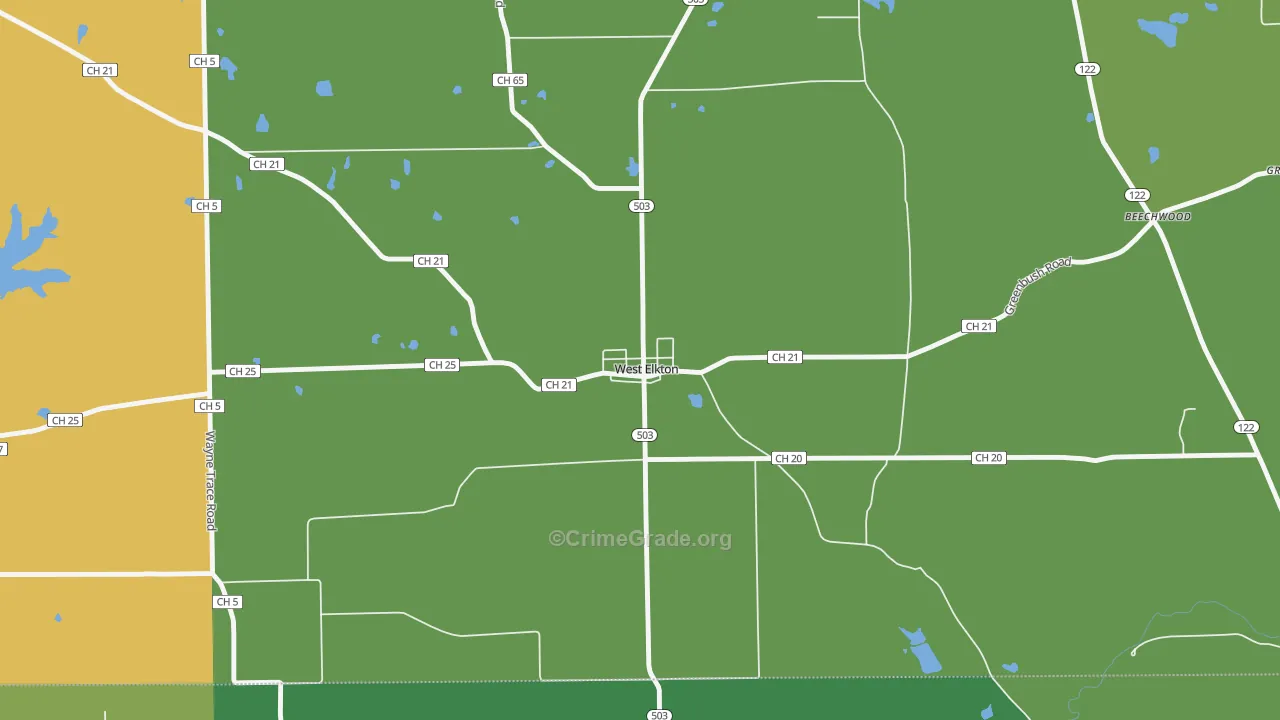 45070, OH Map of Theft Rates