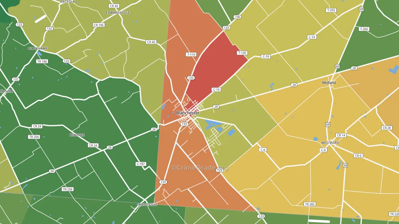 45107, OH Map of Theft Rates