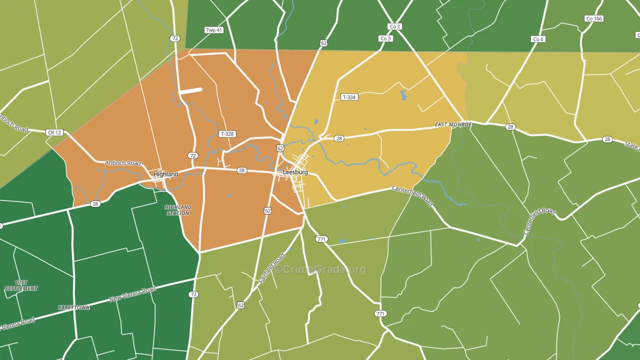 45135, OH Map of Theft Rates