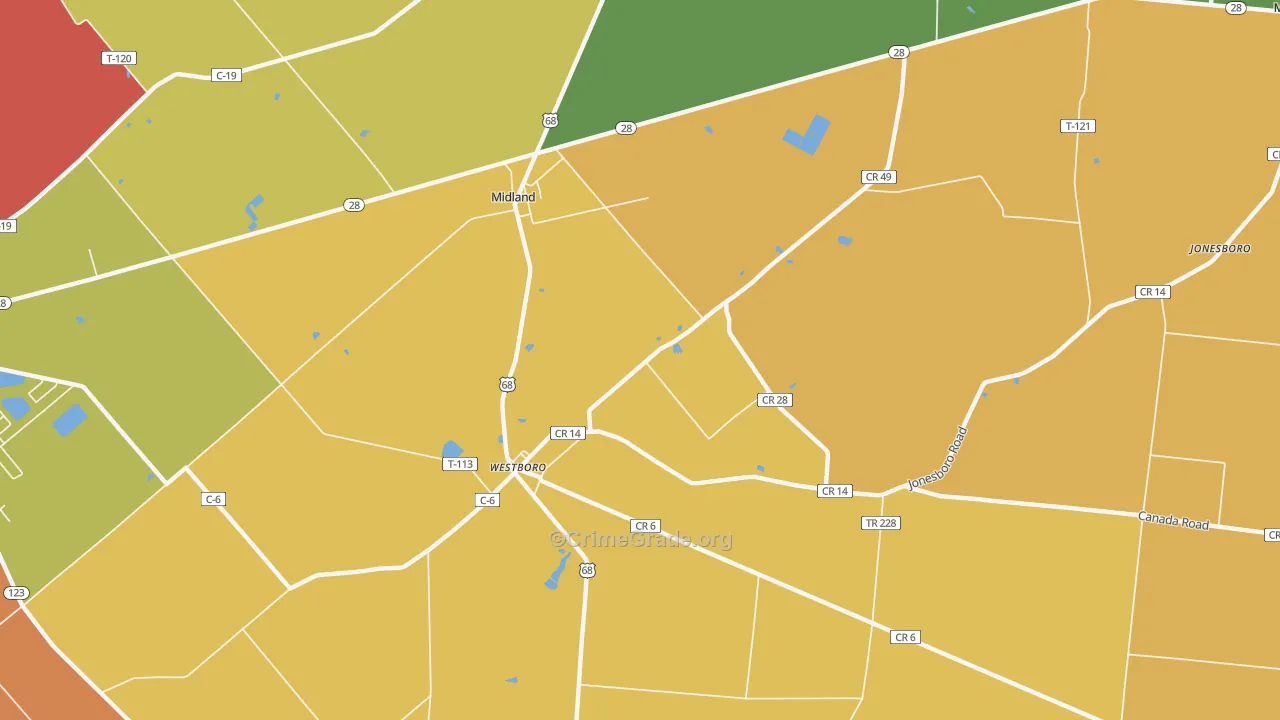 45148, OH Map of Theft Rates