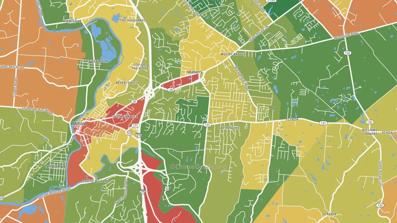 45150, OH Map of Theft Rates