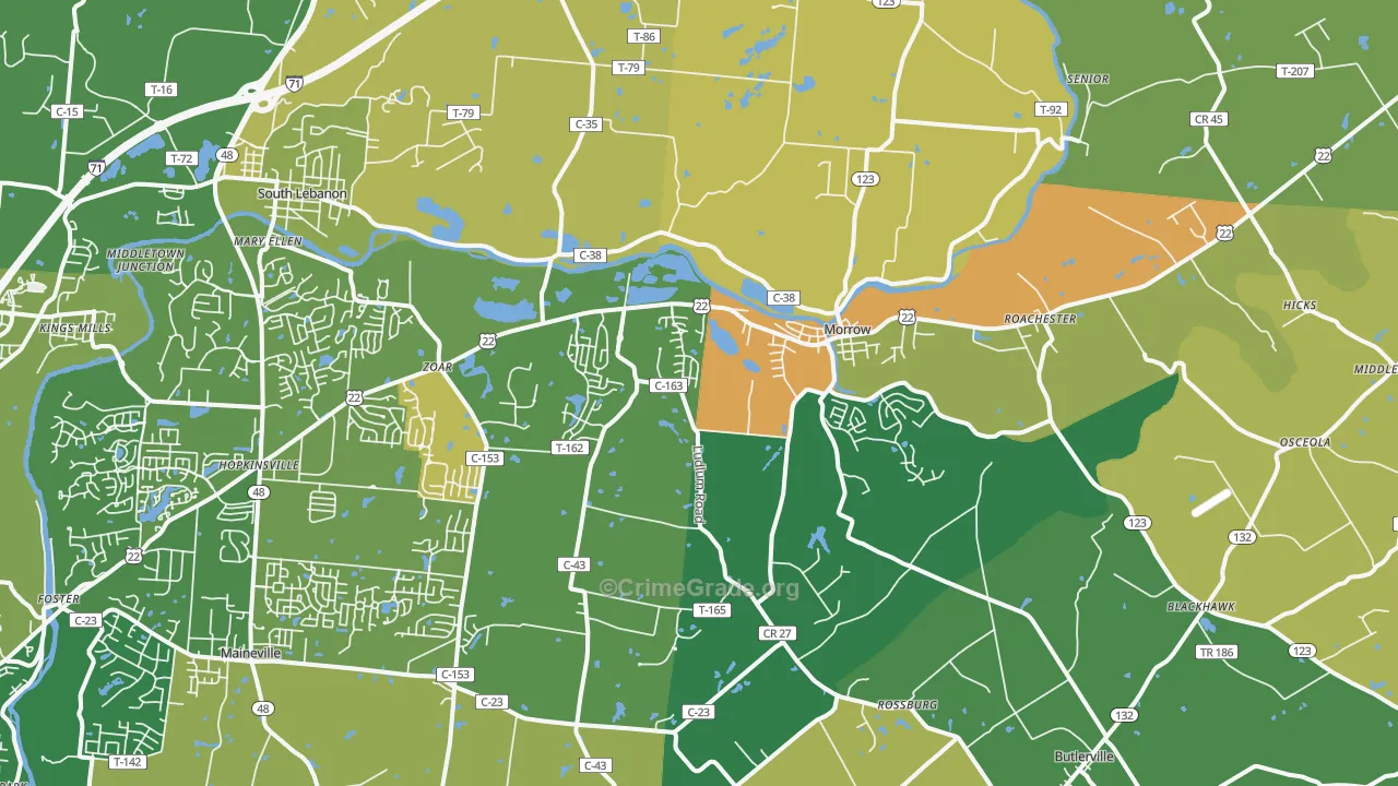 45152, OH Map of Theft Rates