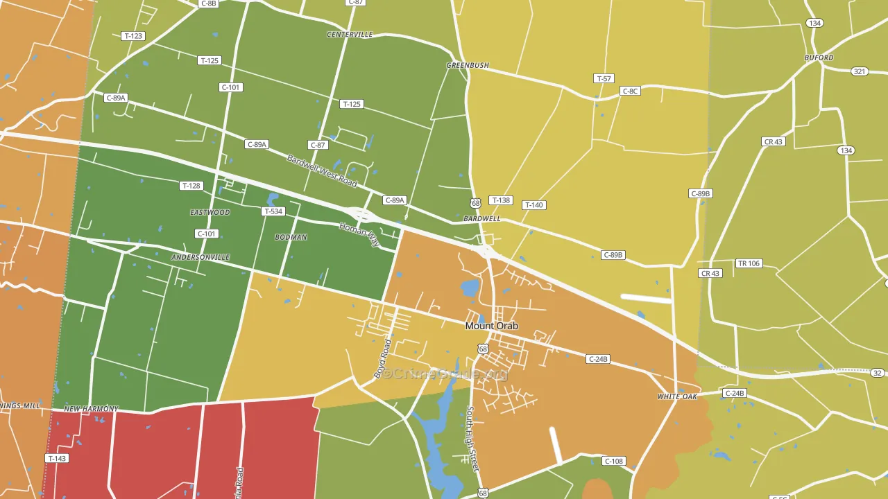 45154, OH Map of Theft Rates