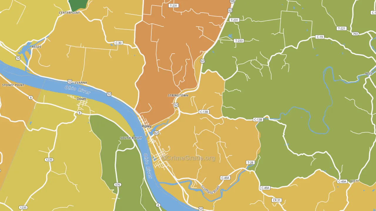 45167, OH Map of Theft Rates