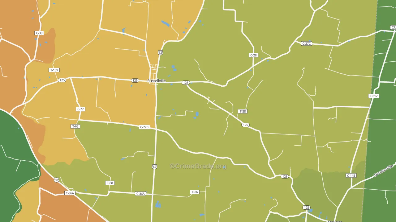 45168, OH Map of Theft Rates