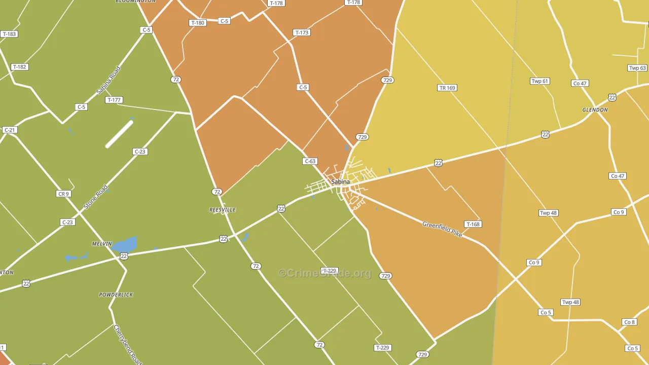 45169, OH Map of Theft Rates