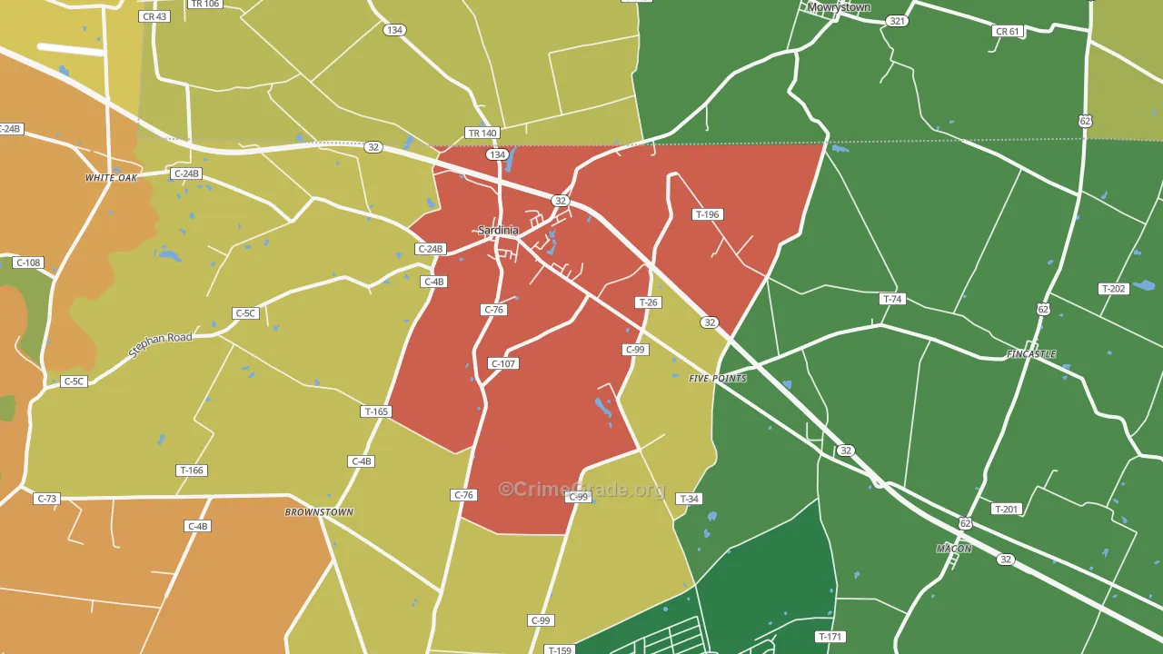 45171, OH Map of Theft Rates