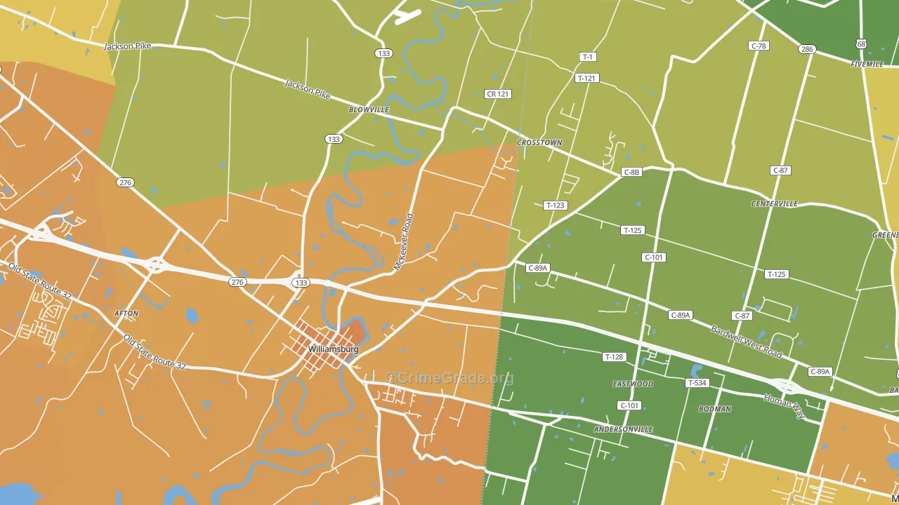 45176, OH Map of Theft Rates